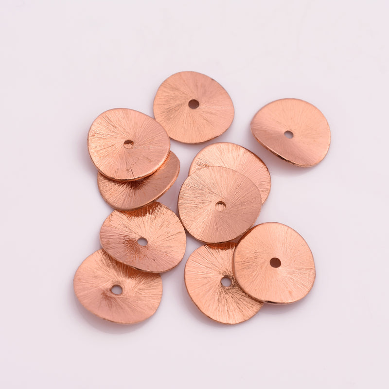 Copper Wavy Disc Spacer Beads - 16mm
