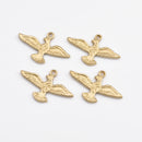 Raw Brass Bird Tribal Charms, Nature Pendants - 21mm