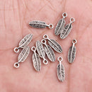 Antique Silver Plated Feather Charm - 17x5 mm