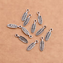 Antique Silver Plated Feather Charm - 17x5 mm