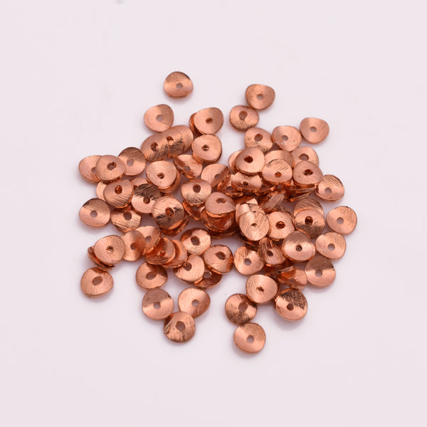 Copper Wavy Disc Spacer Beads - 5mm