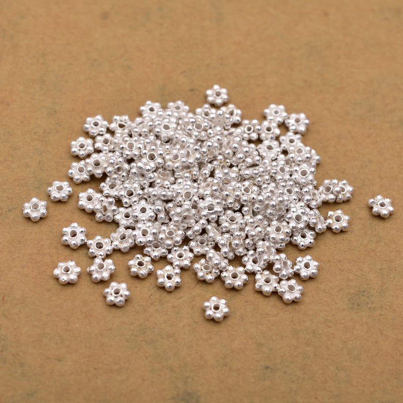 3.5mm Silver Plated Daisy Heishi Spacer Beads