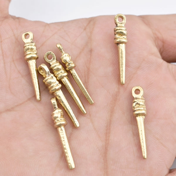 Raw Brass Spike Boho Charms - 26mm