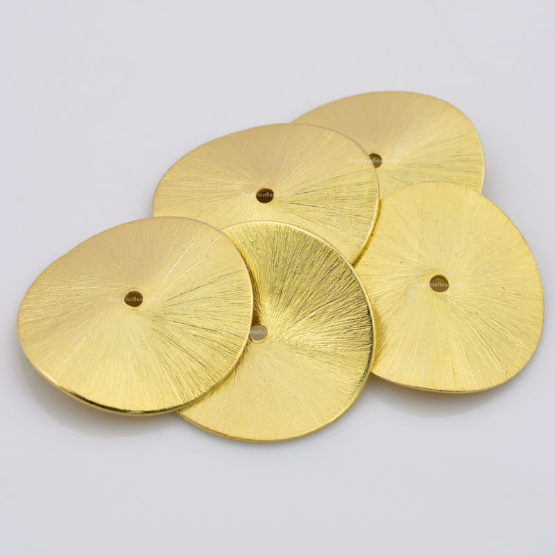 Gold Wavy Spacers Disc Beads For Jewelry Makings 