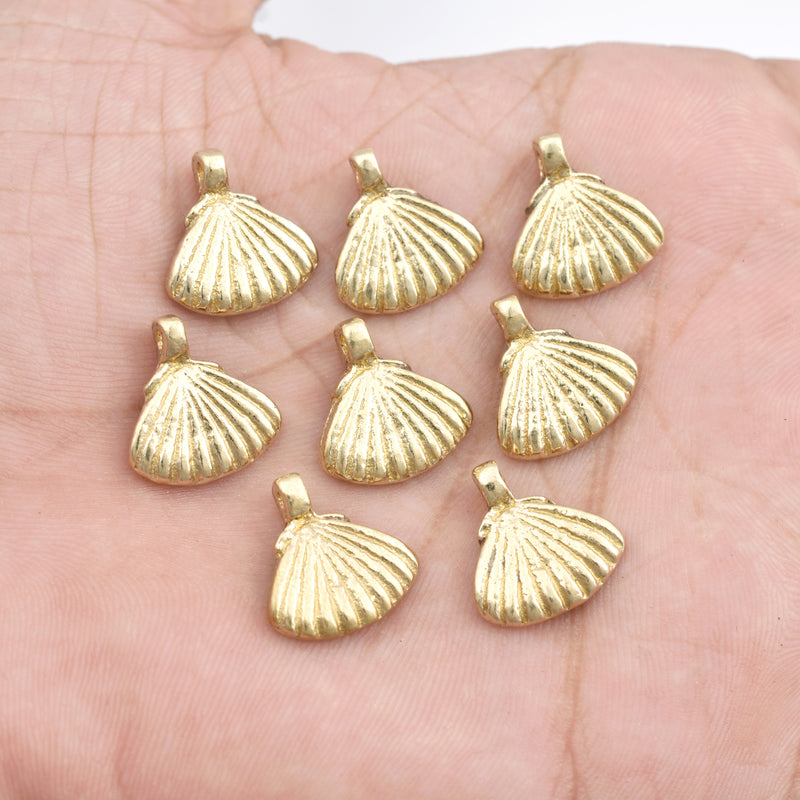 Raw Brass Sea Shell Charms - 15mm