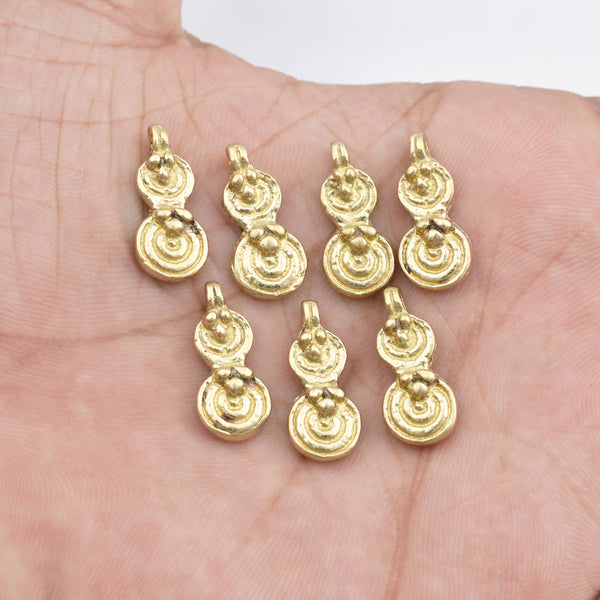 Raw Brass Spiral Tribal Ethnic Charms - 19mm