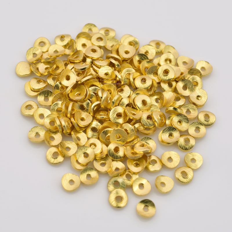Gold Wavy Spacers Heishi Disc Beads For Jewelry Makings 