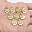 Raw Brass Tribal Circular Pendants Charms - 12mm
