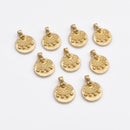 Raw Brass Tribal Circular Pendants Charms - 12mm