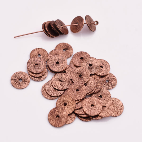 Antique Copper Heishi Flat Disc Spacer Beads - 10mm