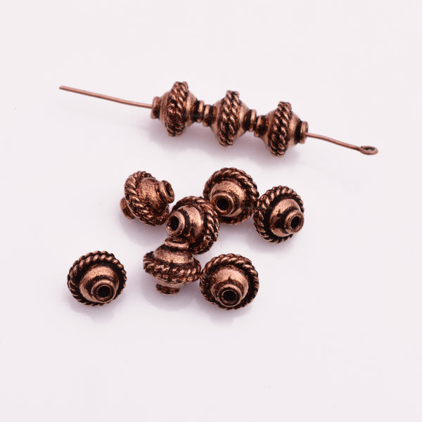 8mm Antique Copper Bali Spacer Beads