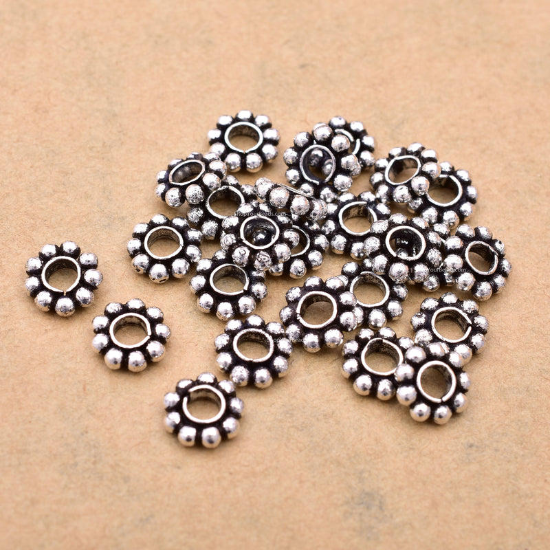 8mm Antique Silver Plated Daisy Heishi Spacer Beads