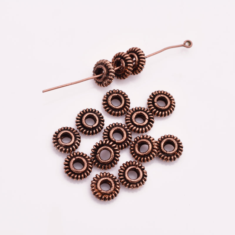 8mm Antique Copper Coil Shape Bali Spacer Beads