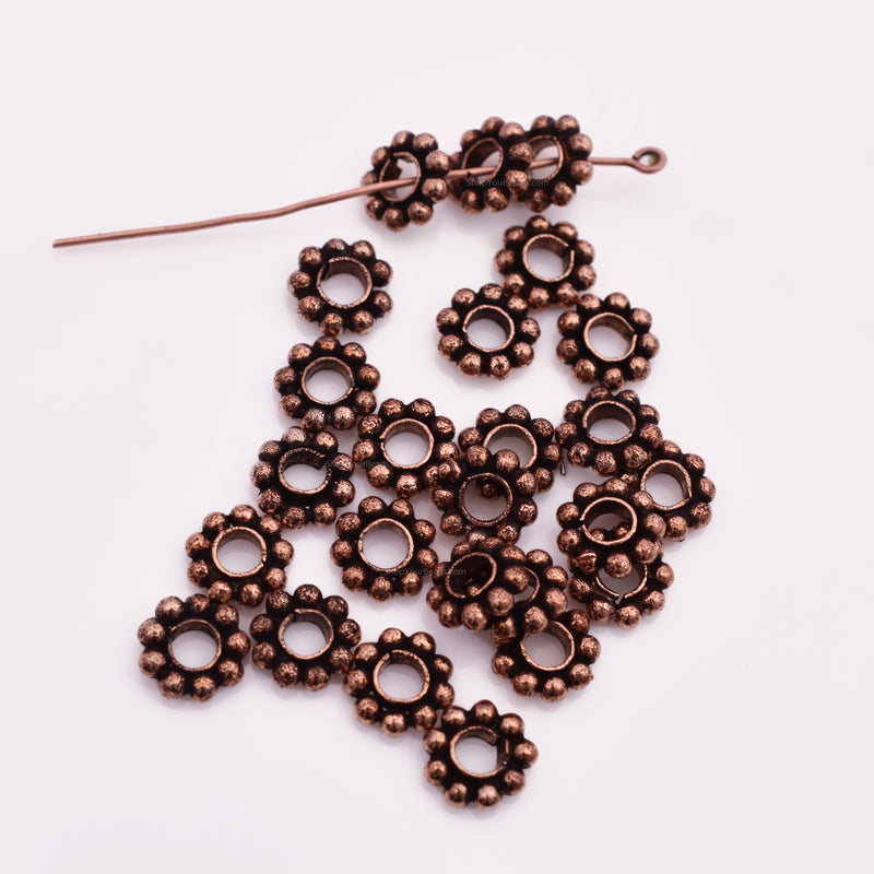 8mm Antique Copper Plated Daisy Heishi Spacer Beads