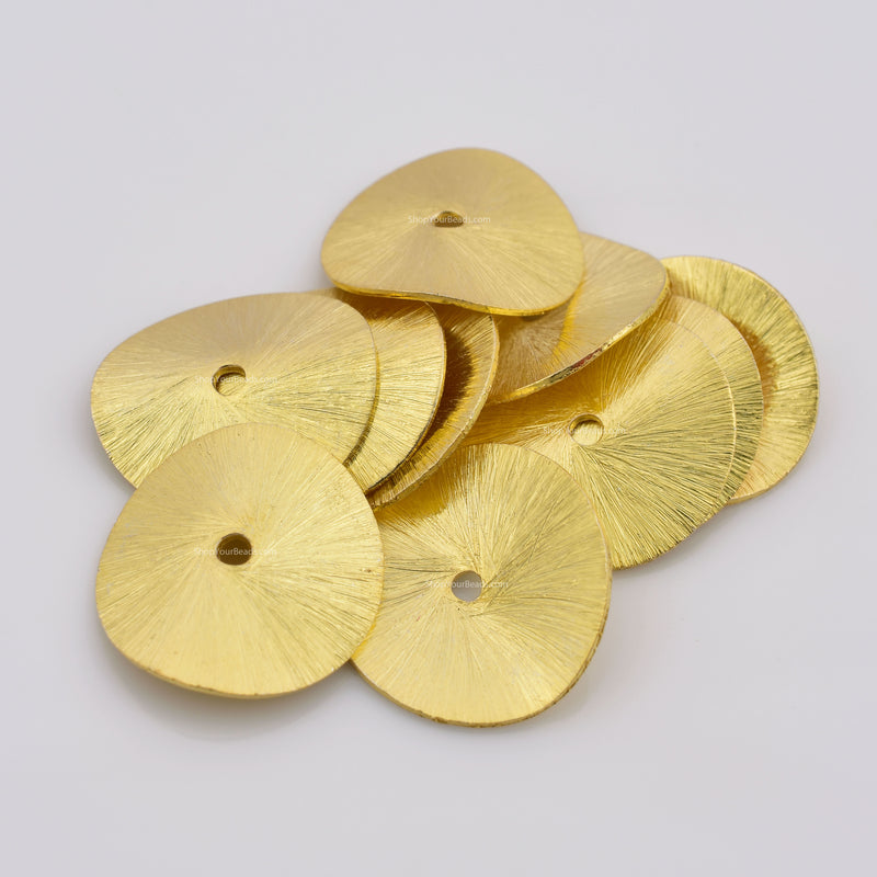 Gold Wavy Spacers Disc Beads For Jewelry Makings 