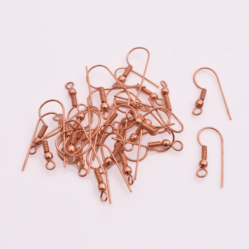 Copper Fish Ear Wires Hooks - 21mm