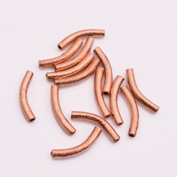 Copper Curved Tube Pipe Beads - 20mm