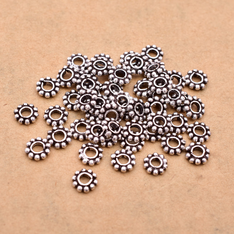 6mm Antique Silver Plated Daisy Heishi Spacer Beads