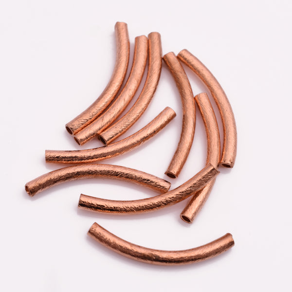 Copper Curved Tube Pipe Beads - 30mm