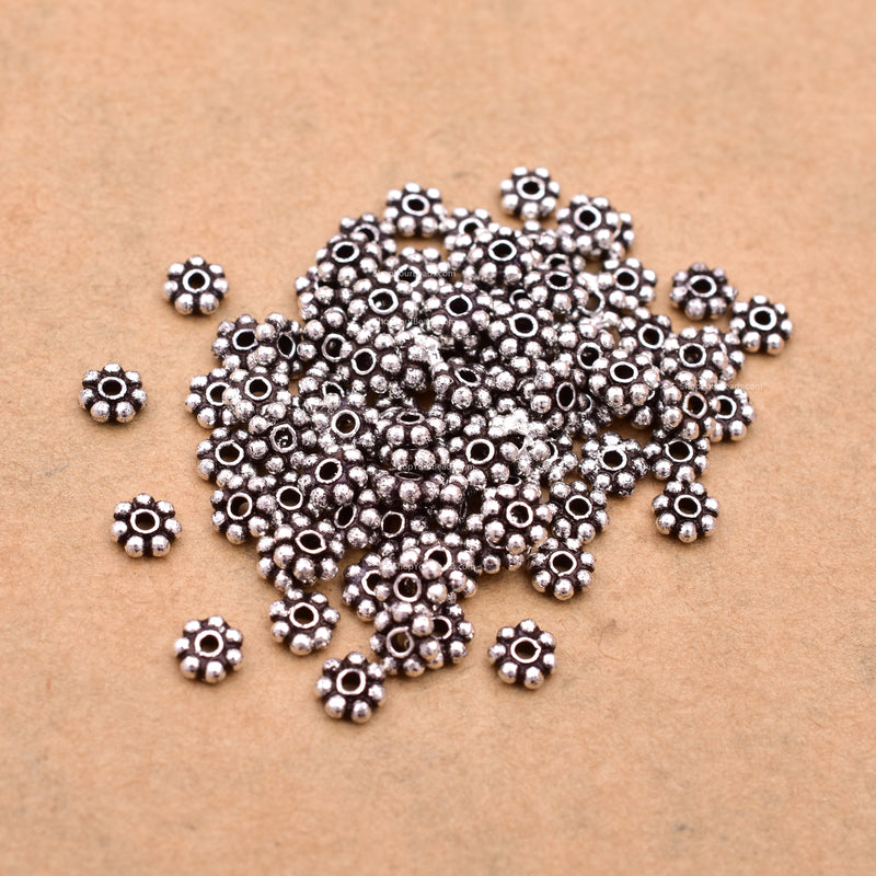 4mm Antique Silver Plated Daisy Heishi Spacer Beads