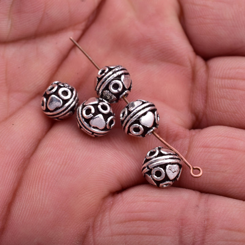 Antique Silver Plated 9mm Bali Spacer Beads