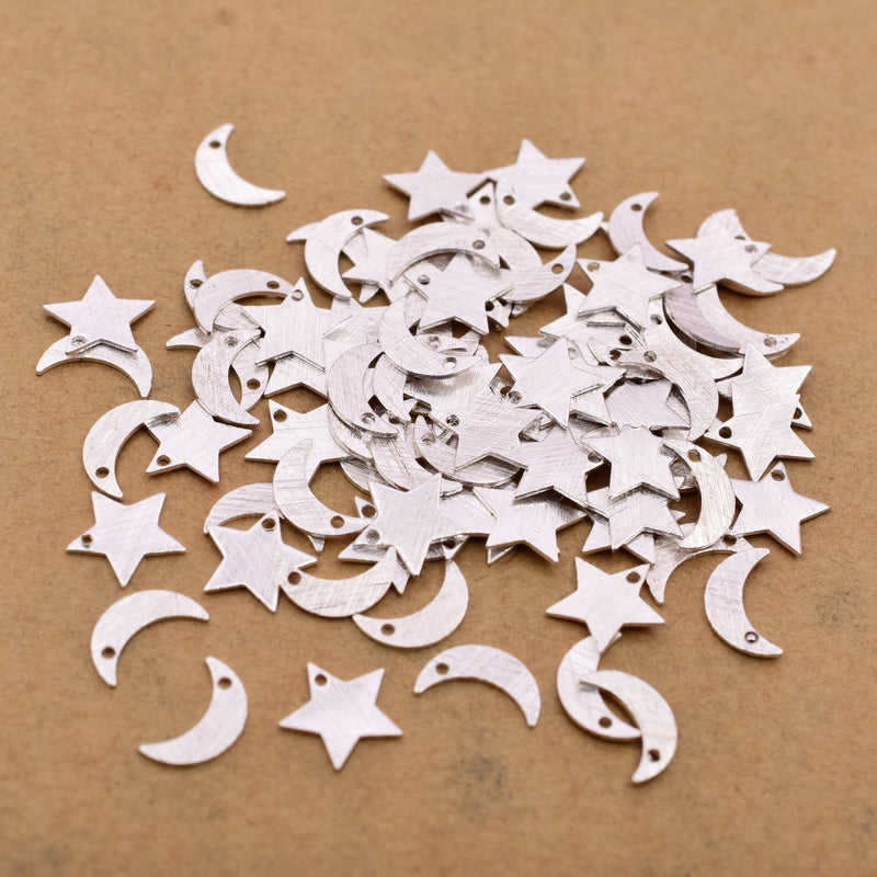 Silver Star Moon Charm Pendant For Jewelry Makings 