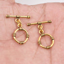 Antique Gold Plated Rope Bali Toggle T Bar Clasps - 17mm