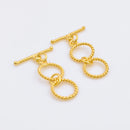 2 Rings Gold Plated Extendable Toggle T Bar Clasps
