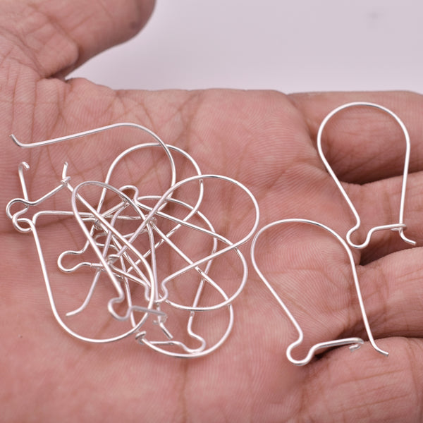 Silver Plated Kidney Ear Wire Hooks - 32mm
