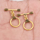 Antique Gold Plated Bali Toggle T Bar Clasps - 16mm