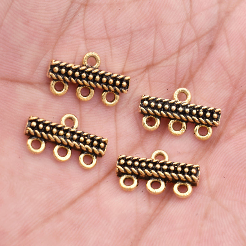 3 to 1 Antique Gold Plated Connector End Bars Multi Strand Reducer