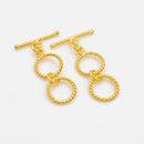 Gold 2 Ring Toggle T Bar Clasps For Jewelry Makings 