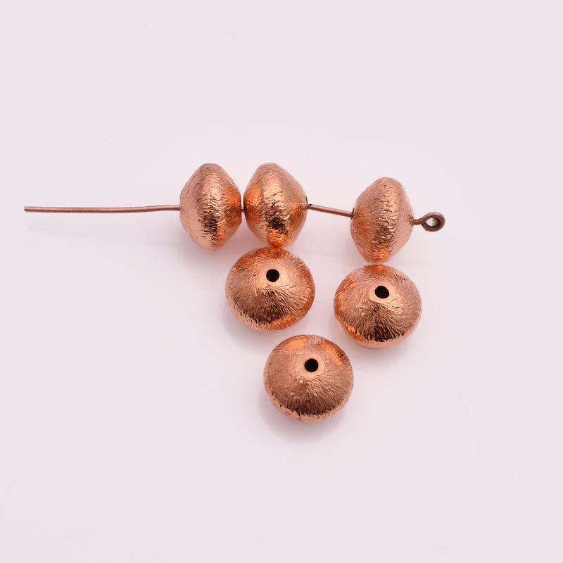 Copper 8mm Bi-cone Saucer Spacer Beads