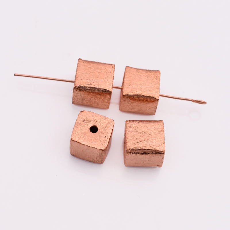 Copper 10mm Cube Box Spacer Beads
