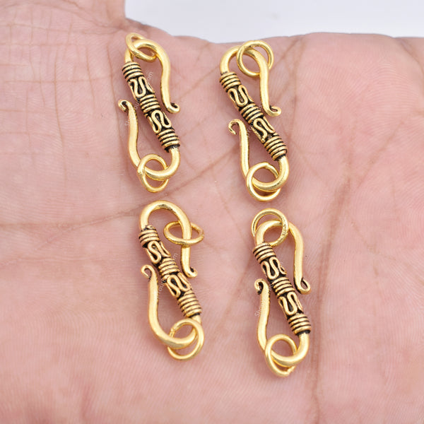 Gold Plated S Hook Rope Bali Clasps