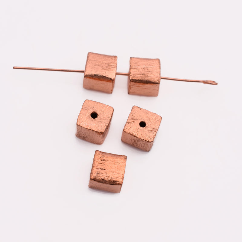 Copper Plated 8mm Cube Box Spacer Beads