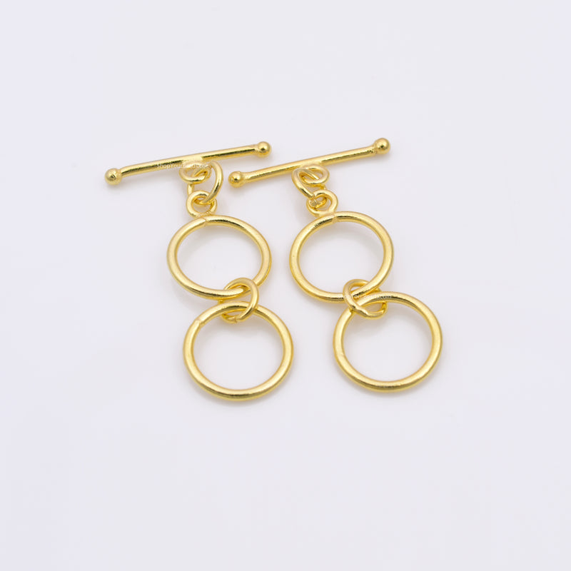 Gold 2 Ring Toggle T Bar Clasps For Jewelry Makings 
