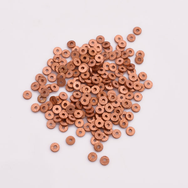 Antique Copper Flat Disc Heishi Spacer Beads - 3mm