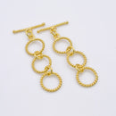 Gold Twisted Toggle T Bar Clasps For Jewelry Makings 