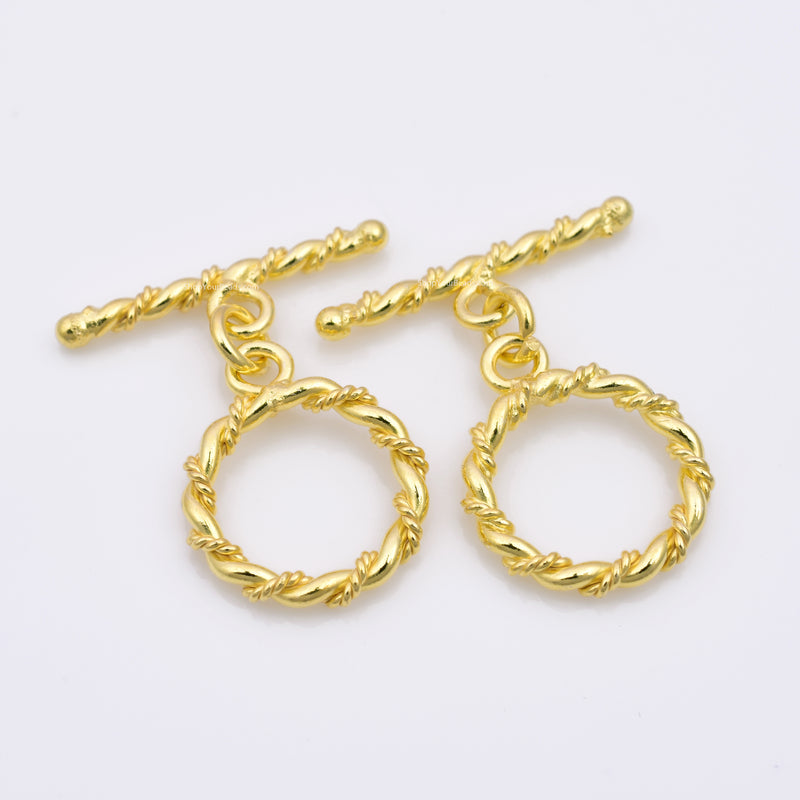Gold Twisted Toggle T Bar Clasps For Jewelry Makings 