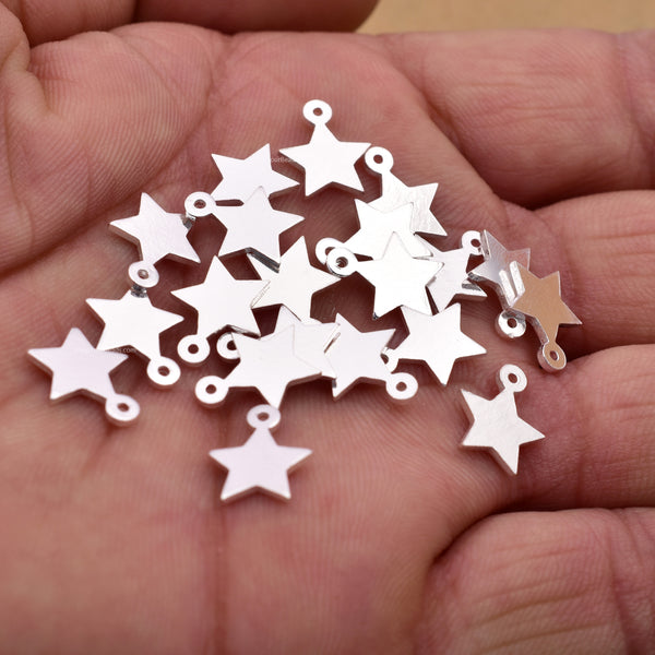 Silver Plated Star Charms With Ring