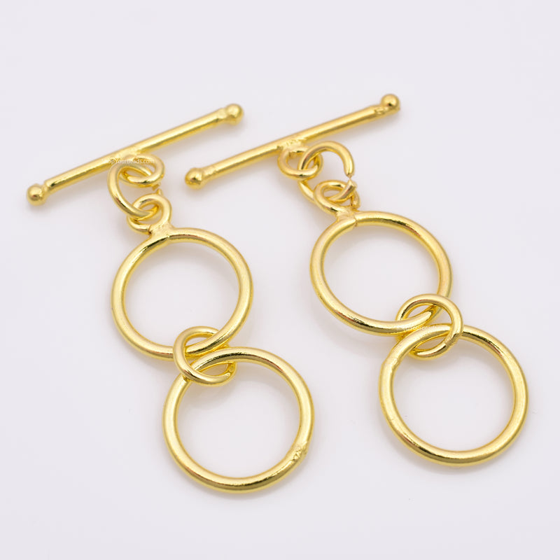 Gold 2 Ring Toggle T Bar Clasps For Jewelry Makings 