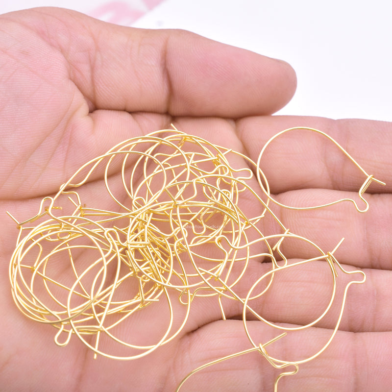 Gold Plated Kidney Ear Wire Hooks - 32mm