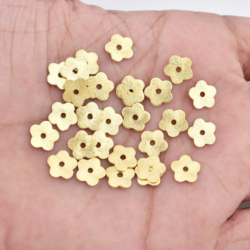 Gold Plated Flower Flat Disc Heishi Spacer Beads- 8mm