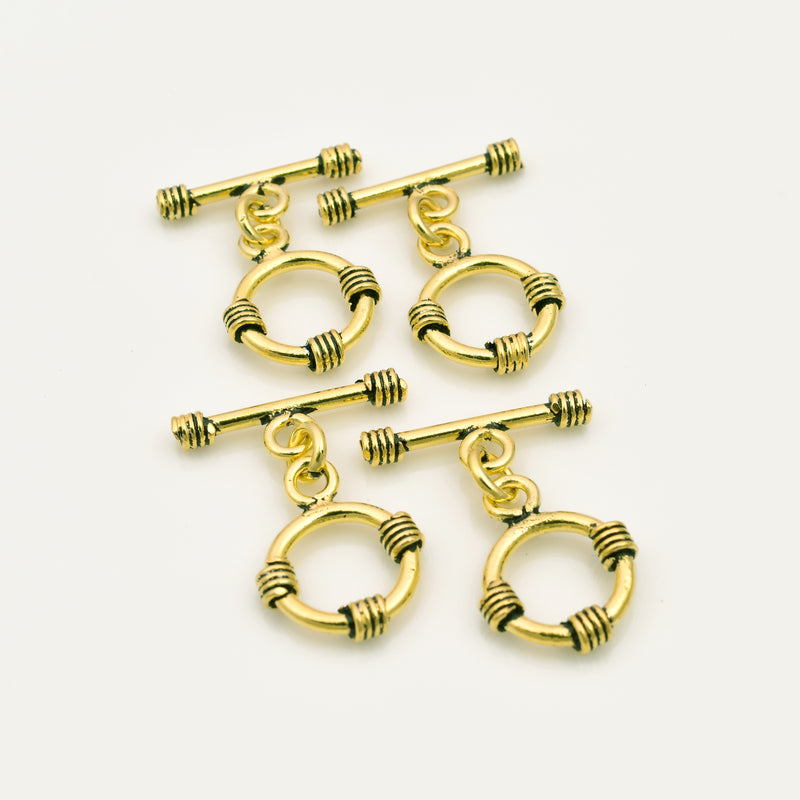 Gold Antique T Bar Toggle Clasps For Jewelry Makings 