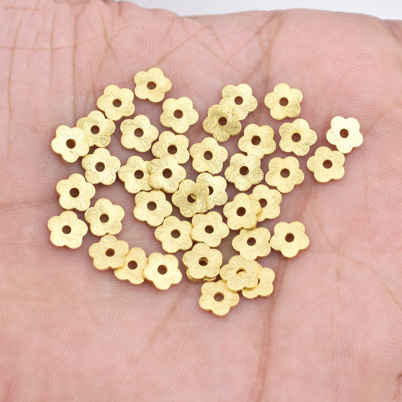 Gold Plated Heishi Flower Flat Disc Spacer Beads - 6mm
