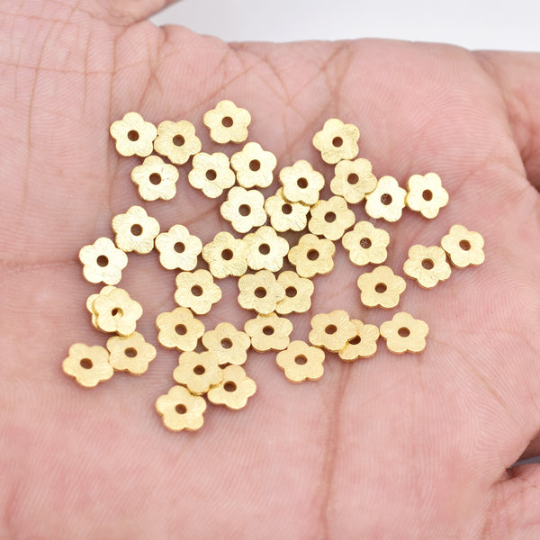 Gold Plated Heishi Flower Flat Disc Spacer Beads - 6mm