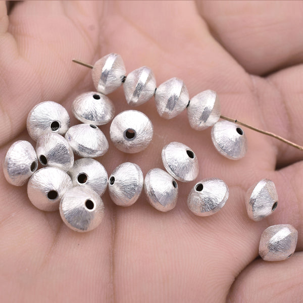 Silver Plated 8mm Bi-cone Saucer Spacer Beads