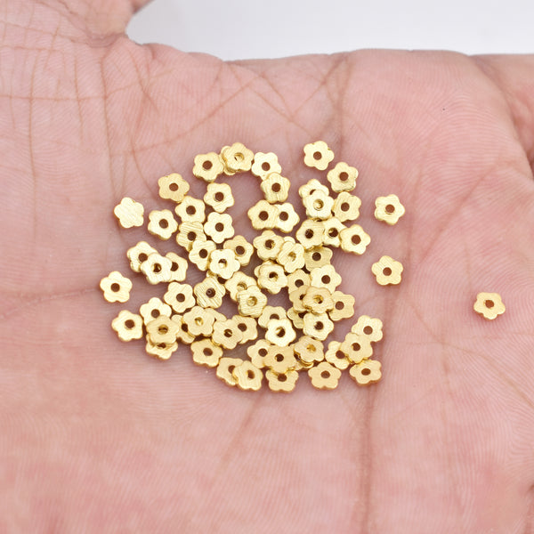 Gold Plated Heishi Flower Flat Disc Spacer Beads - 4mm