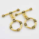 Gold Antique Bali Toggle Clasps T Bar For Jewelry Makings 